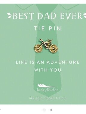 New 14K Gold Tie Pin Life is An Adventure with You Bicycle